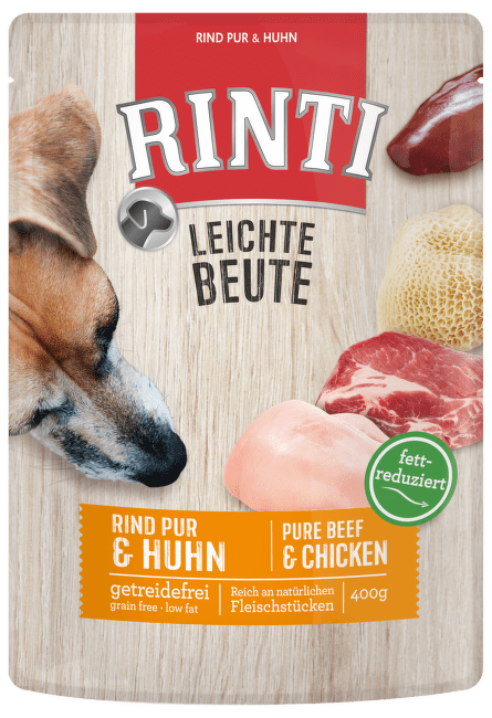 Konservi suņiem – Rinti Pouch Leichte Beute Beef and Chicken, 400 g