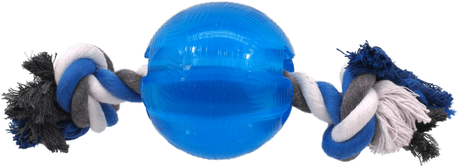 Rotaļlieta suņiem – DogFantasy Good's Rubber Strong ball with rope, 8,2 cm, blue