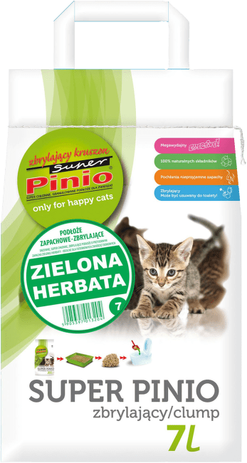 Koka pakaiši kaķu tualetei – Super Pinio Kruszon Green Tea, 7 L
