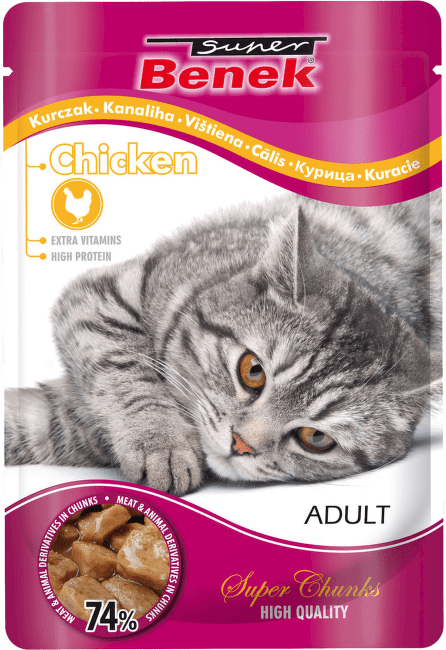 Konservi kaķiem – Super Benek Pouches Chicken, 100 g