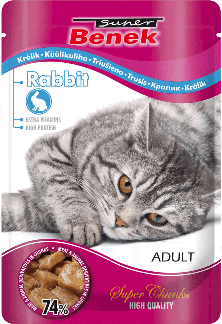 Konservi kaķiem – Super Benek Pouches Rabbit, 100 g