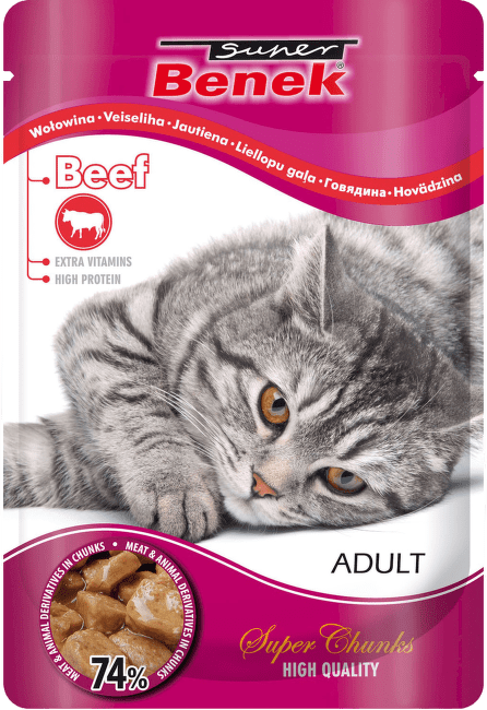 Консервы для кошек – Super Benek Pouches Beef, 100 г