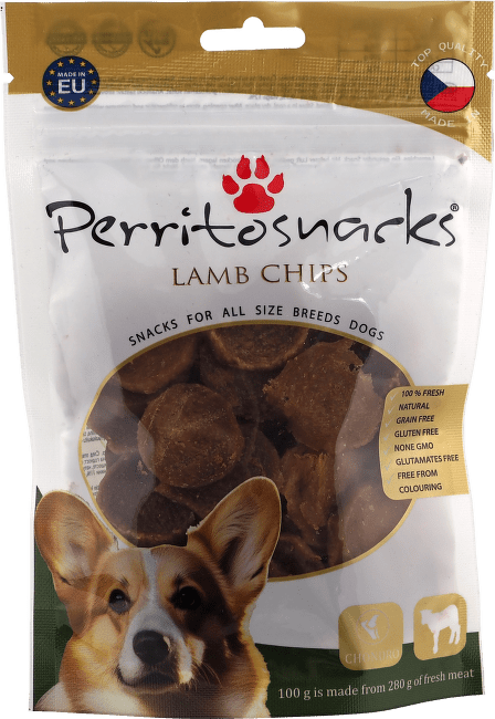 Pochoutka Perrito sušené jehněčí chipsy pro psy 100 g