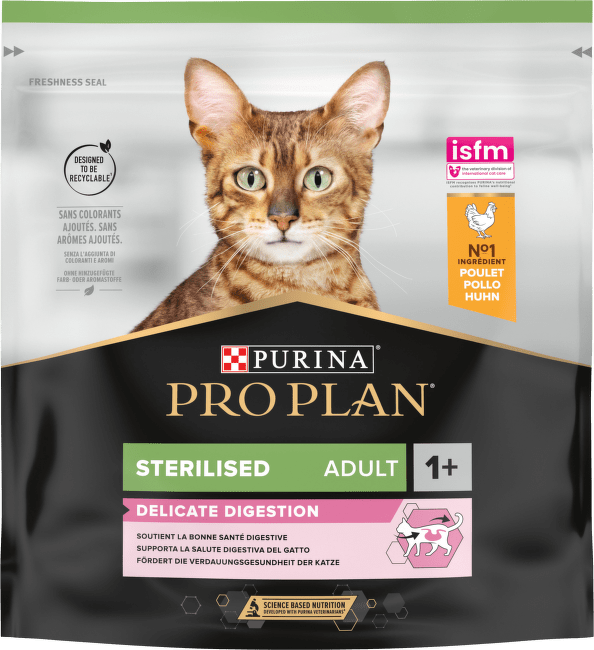 Bar­ība kaķiem – Pro Plan Sterilised Adult Delicate Digestion, Chicken, 0,4 kg
