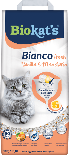 Podestýlka Biokat's Bianco Fresh vanilka a mandarinka 10 kg