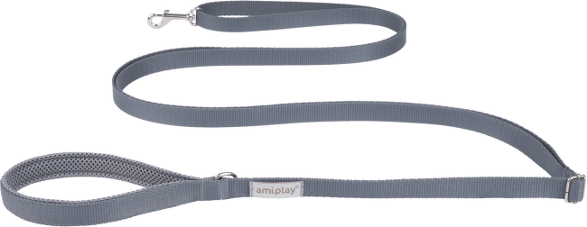 Vodítko pro psy Amiplay Samba Easy Fix nastavitelné šedé XL 160–300 cm × 2,5 cm