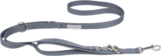 Vodítko pro psy Amiplay Samba 7v1 nastavitelné šedé S 100–200 cm × 1,5 cm
