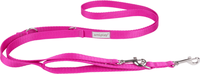 Vodítko pro psy Amiplay Samba 7v1 nastavitelné růžové S 100–200 cm × 1,5 cm