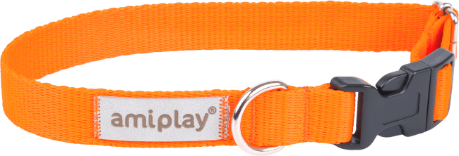 Obojek pro psy Amiplay Samba nastavitelný oranžový S 20–35 cm × 1,5 cm