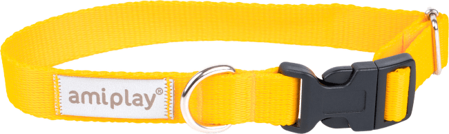 Obojek pro psy Amiplay Samba nastavitelný žlutý L 35–50 cm × 2,5 cm