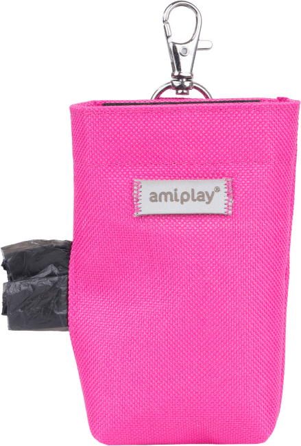 Pouzdro na sáčky na psí exkrementy Amiplay Samba růžové 6 × 2 × 11 cm