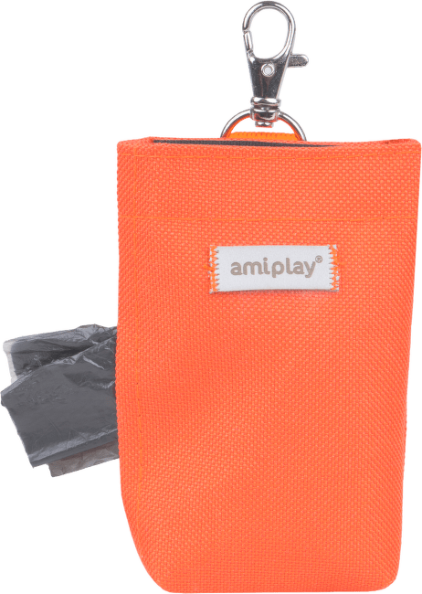 Pouzdro na sáčky na psí exkrementy Amiplay Samba oranžové 6 × 2 × 11 cm