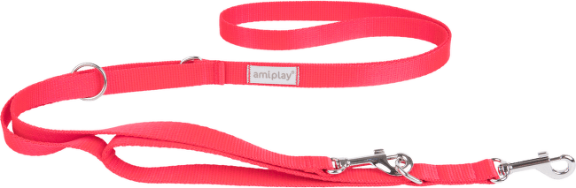 Vodítko pro psy Amiplay Samba 7v1 nastavitelné červené M 100–200 cm × 2 cm