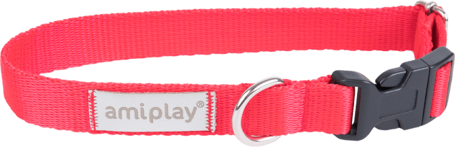 Obojek pro psy Amiplay Samba nastavitelný červený M 25–40 cm × 2 cm