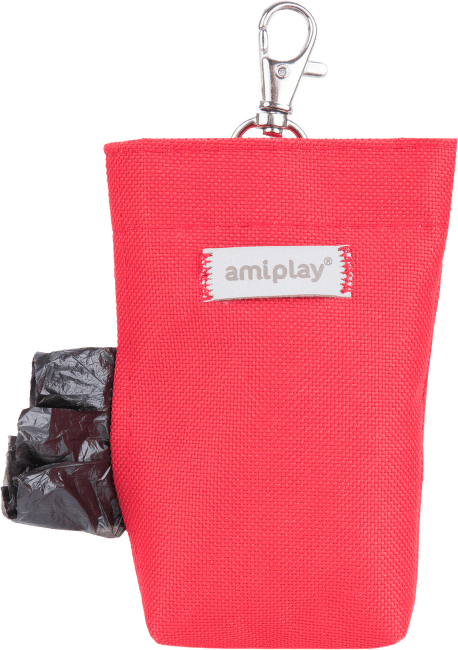 Pouzdro na sáčky na psí exkrementy Amiplay Samba červené 6 × 2 × 11 cm