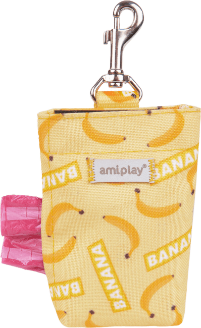 Pouzdro na sáčky na psí exkrementy Amiplay BeHappy Banana 6 × 2 × 11 cm