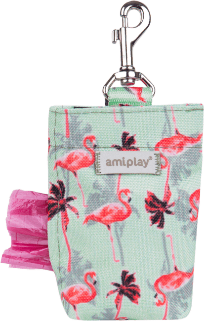 Pouzdro na sáčky na psí exkrementy Amiplay BeHappy Flamingo 6 × 2 × 11 cm