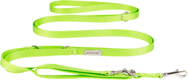 Vodítko pro psy Amiplay Samba 8v1 nastavitelné zelené S 200–400 cm × 1,5 cm