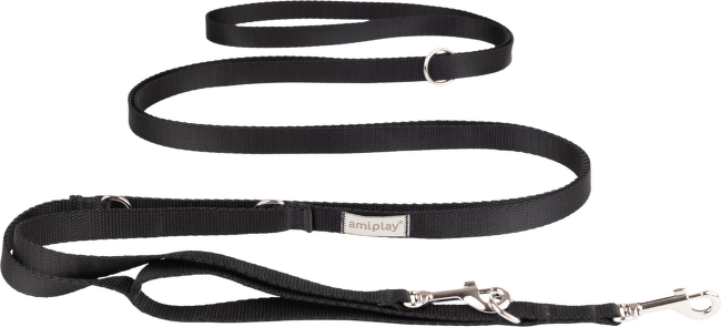 Vodítko pro psy Amiplay Samba 8v1 nastavitelné černé S 200–400 cm × 1,5 cm