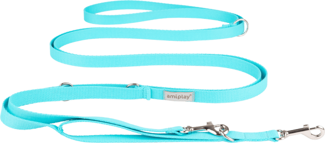 Vodítko pro psy Amiplay Samba 8v1 nastavitelné modré L 200–400 cm × 2,5 cm