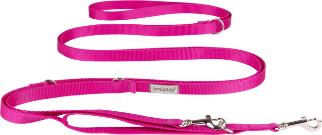 Vodítko pro psy Amiplay Samba 8v1 nastavitelné růžové XL 200–400 cm × 2,5 cm