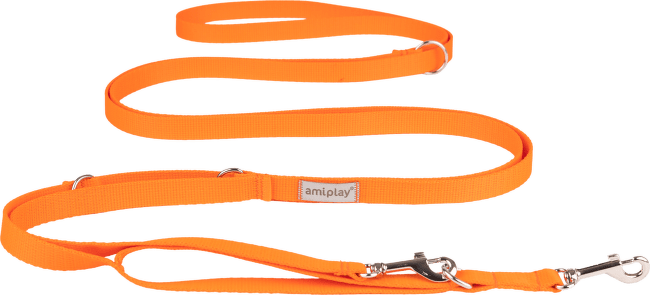 Vodítko pro psy Amiplay Samba 8v1 nastavitelné oranžové XL 200–400 cm × 2,5 cm