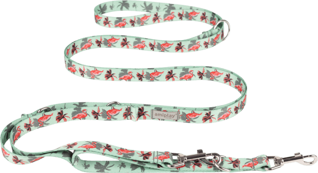 Nastavitelné vodítko Amiplay BeHappy 8v1 Flamingo M 200–400 cm × 2 cm