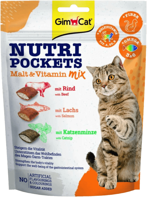 Лакомство для кошек – GimCat Nutri Pockets Malt and Vitamin Mix, 150 г