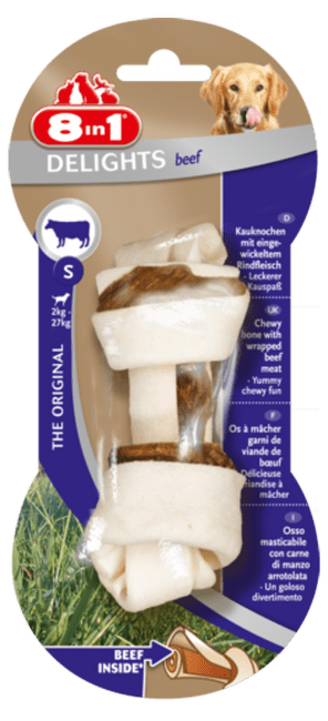 Лакомство для собак - 8in1 Delights Beef bones S, 1 шт.