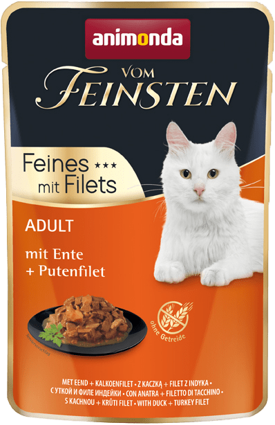 Konservi kaķiem – VomFeinsten Pouch with Duck + turkey filet, 85 g