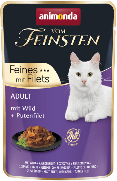 Konservi kaķiem – VomFeinsten Pouch with Wild + turkey filet, 85 g