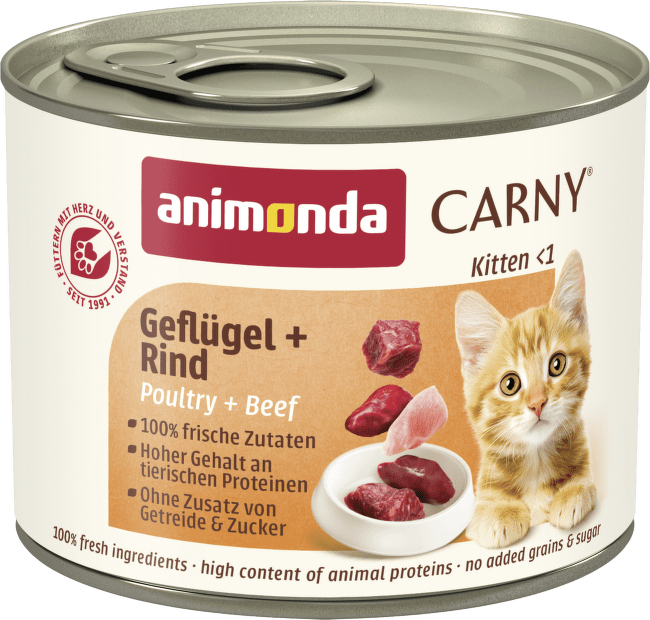 Konservi kaķiem – Carny Kitten Beef and Poultry, 200 g