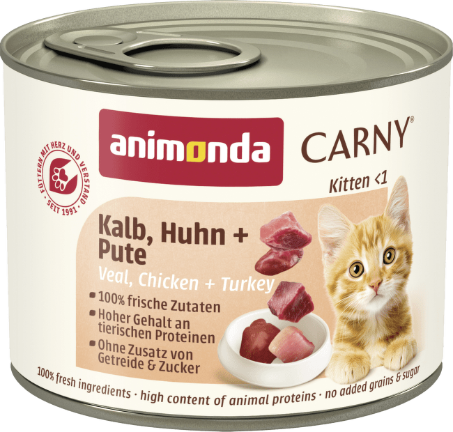 Консервы для кошек – Carny Kitten Beef, Veal and Chicken, 200 г