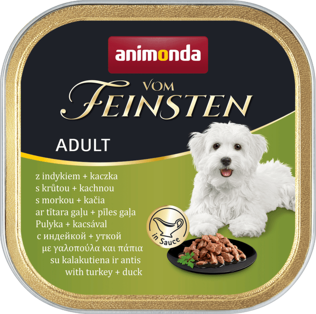 Консервы для собак – Vom Feinsten Adult in a delicious sauce with Turkey and Duck, 150 г