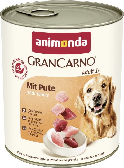 Консервы для собак – GranCarno Adult Beef and Turkey, 800 г