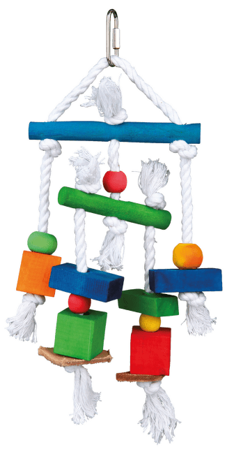 Игрушка для птиц – TRIXIE Wooden toy with leather and rope, 24 см