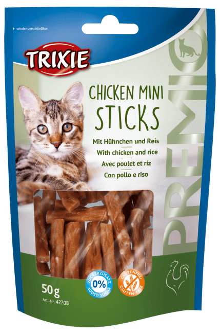 Лакомство для кошек - TRIXIE Premio Mini Sticks Chicken and Rice, 50 g