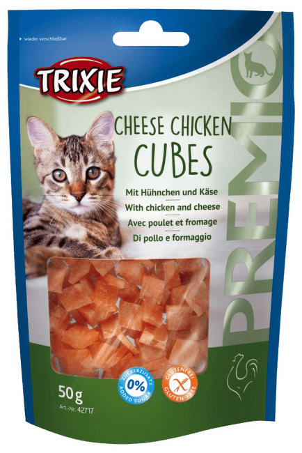 Gardums kaķiem – TRIXIE PREMIO Cheese Chicken Cubes, 50 g