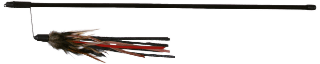 Игрушка для кошек – Trixie, Playing rod with leather straps and feathers, 50 см