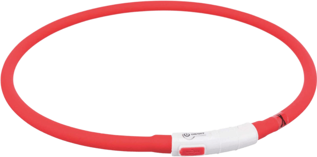Atstarojoša kaklasiksna suņiem – TRIXIE Flash light ring USB, XS–XL: 70 cm, red