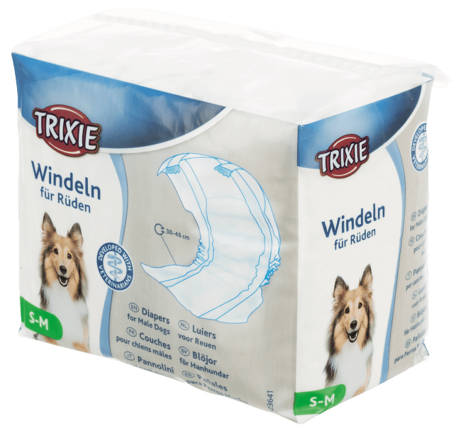 Autiņbiksītes suņiem – TRIXIE Diapers suņu tēviņiem, S–M, 12 gab.