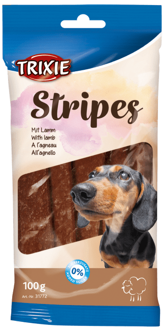 Gardums suņiem - TRIXIE Stripes with Lamb, 10 gab., 100 g