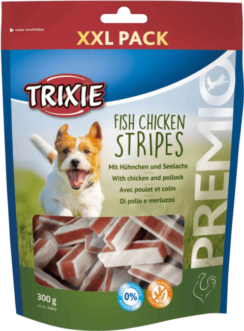 Gardums suņiem – TRIXIE PREMIO Fish Chicken Stripes, XXL Pack, 300 g