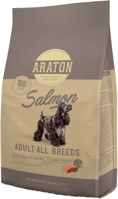 Barība suņiem – Araton Dog Adult ar lasi un rīsiem, 3 kg