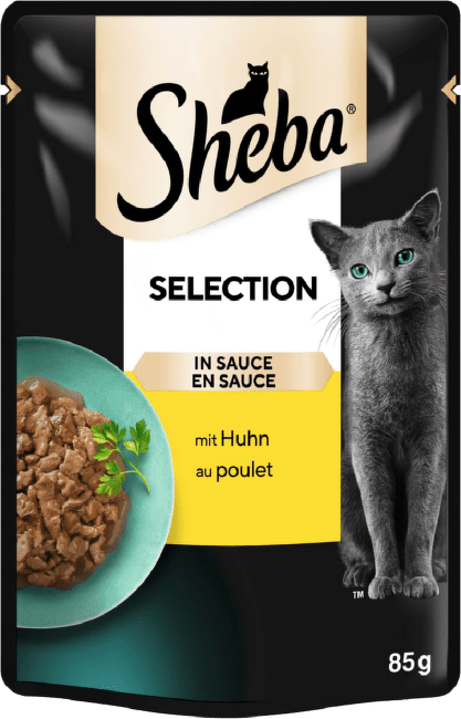 Konservi kaķiem – Sheba Cuisine Chicken in Gravy, 85 g