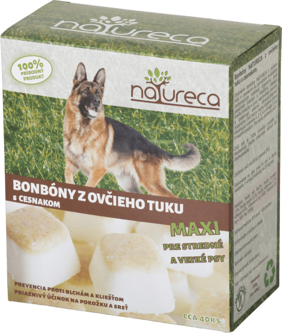 Natureca Bonbóny z ovčieho tuku  s cesnakom maxi 250 g