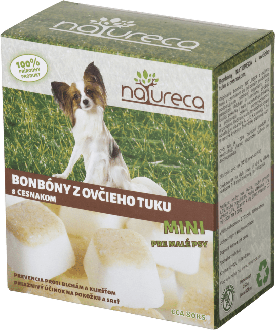 Natureca Bonbóny z ovčieho tuku s cesnakom mini 250 g 