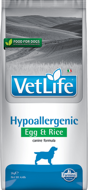 Vetlife dog vet L. Hypoallergenic  vajce, ryža 2kg