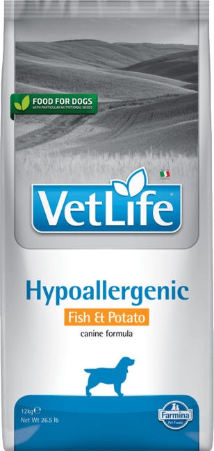 Vetlife dog vet L. Hypoallergenic ryba, zemiaky 12 kg