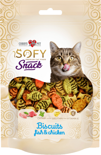Maškrty pre mačky Cobbys Pet SOFY Bisciut Fish & Chicken 50 g